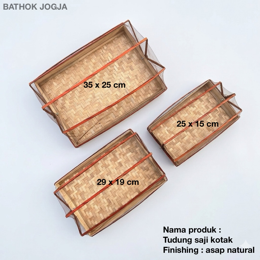 Tudung Saji Persegi Panjang Wadah Makanan Anyaman Bambu