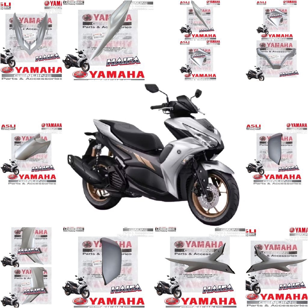 FULL SET COVER BODY HALUS NEW AEROX 155 CONNECTED ABS SILVER (2022) ORIGINAL YAMAHA BBP