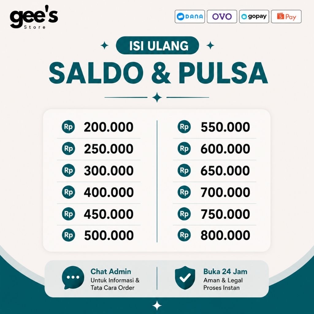 Termurah Top Saldo Up dan Pulsa Mulai Dari 200rb/200k