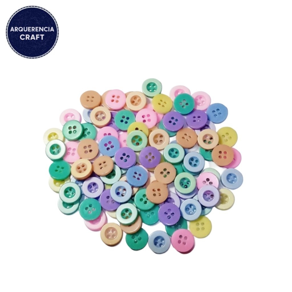 10 Pcs Kancing Hias Plastik Bulat Mix Tone | Kancing Scrapbook DIY