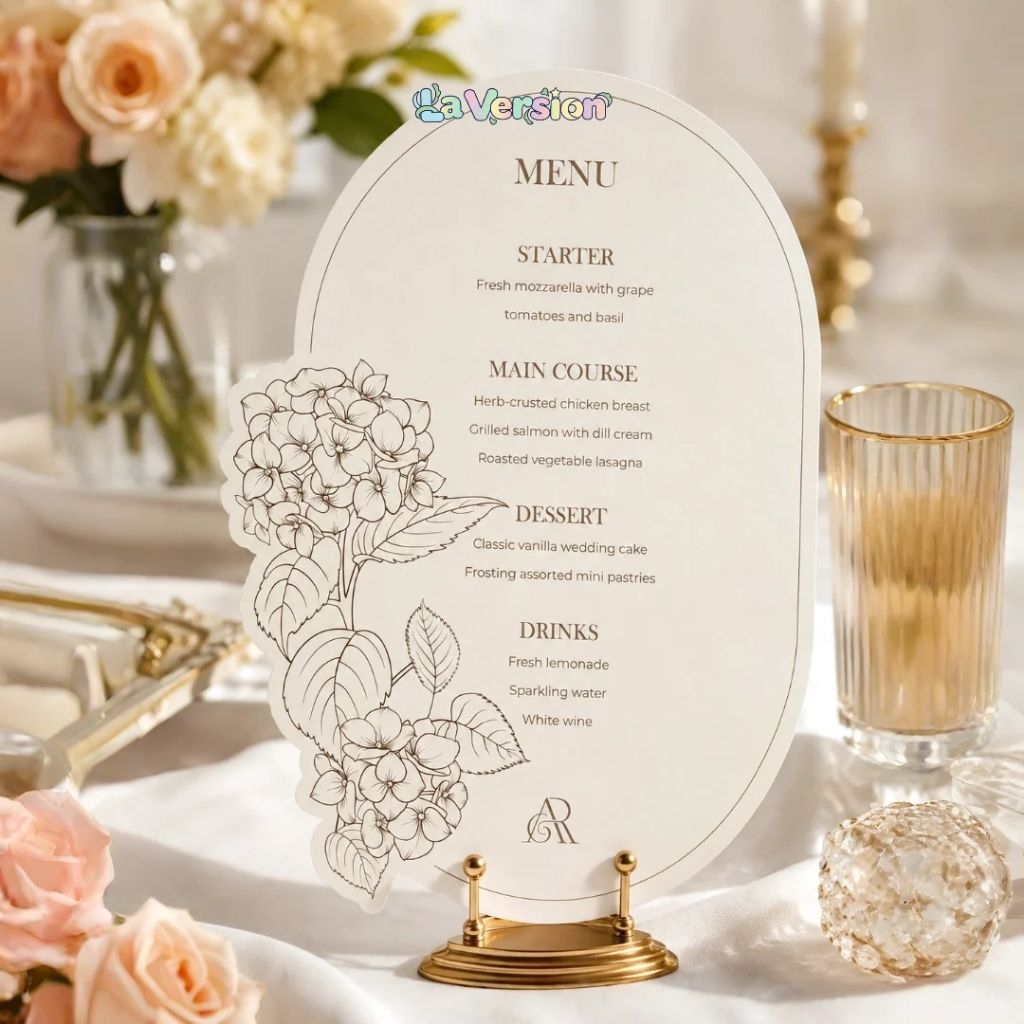 Menu Wedding Card Custom - Die Cut Card Custom - Kartu Menu Pernikahan