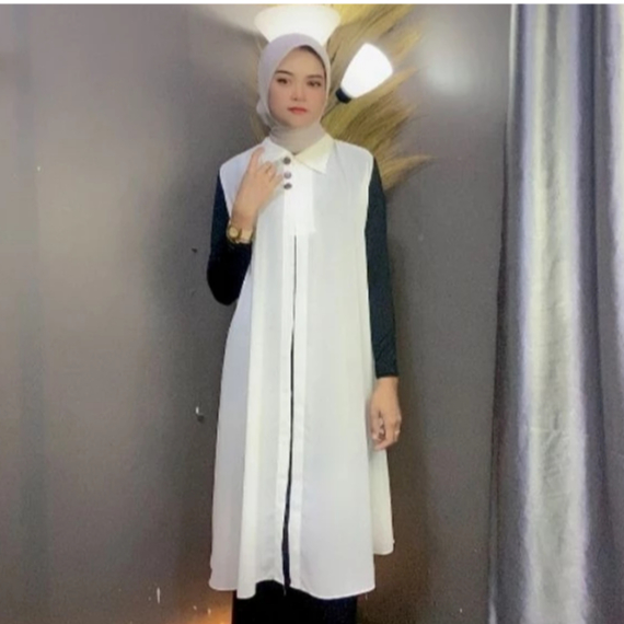 Outer Kardigan Wanita Tanpa Lengan Bahan Ceruty Wanita Panjang Muslim Polos Jumbo Kekinian