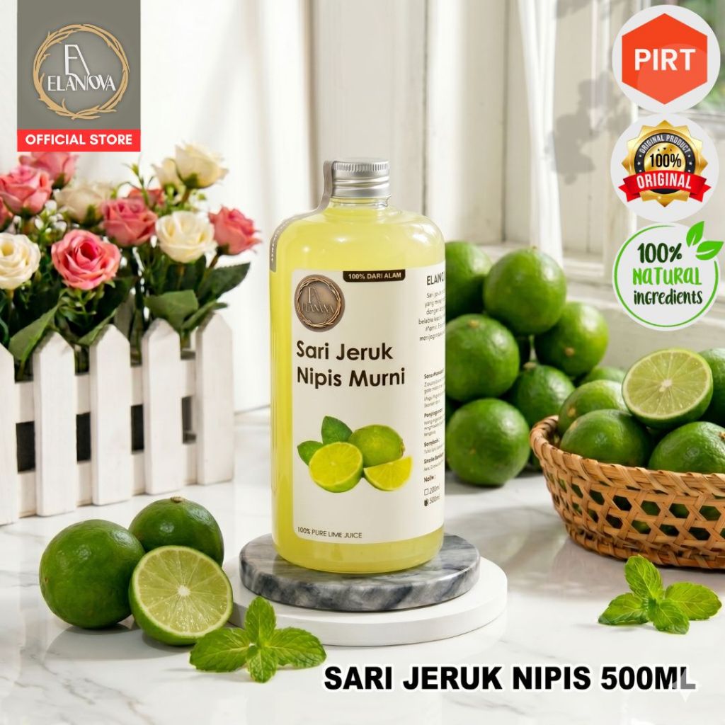 Elanova Sari Jeruk Nipis 500ml MURNI ASLI 100% PERAS GELAS PANORAMA / AIR JERUK NIPIS MURNI ASLI 100
