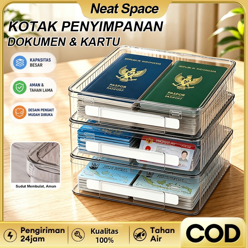 Kotak Penyimpanan Dokumen A4 Hardcase Transparan Tahan Debu Organizer File Multifungsi untuk Arsip R