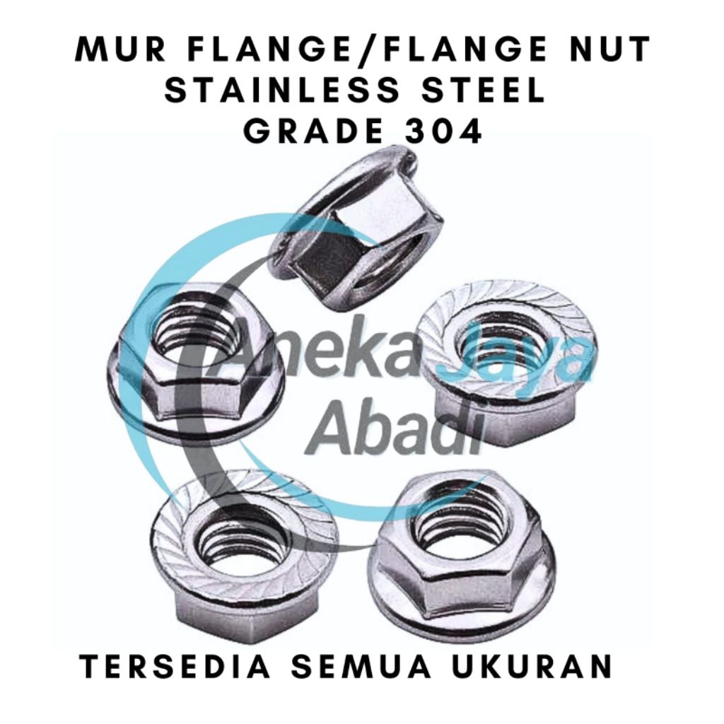 Mur Flange SS304 M4 - M5 - M6 - M8 - M10 - M12 - M14 - M16 Nut Flange Stainless Steel 304