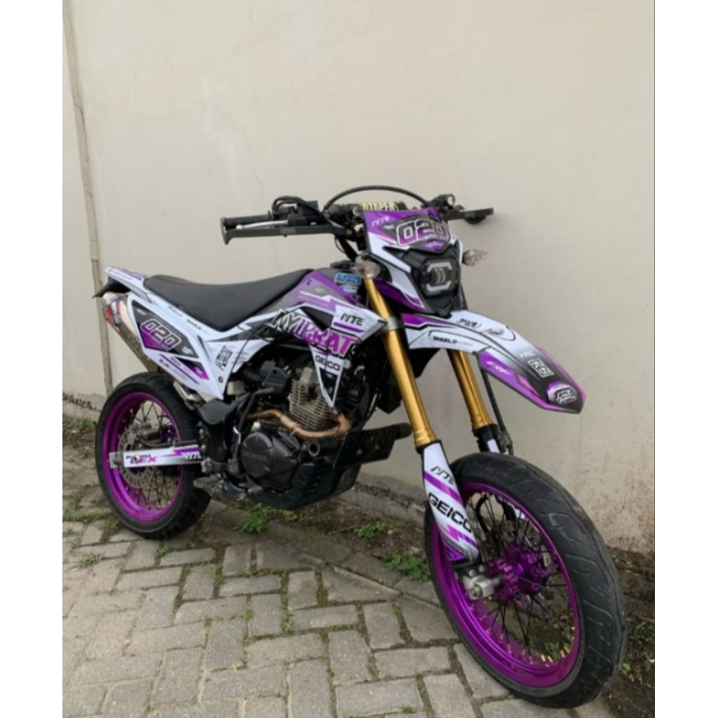 Decal Stiker Motor Crf 150l Fullbody Putih Ungu Bebas Request Nama Nomor