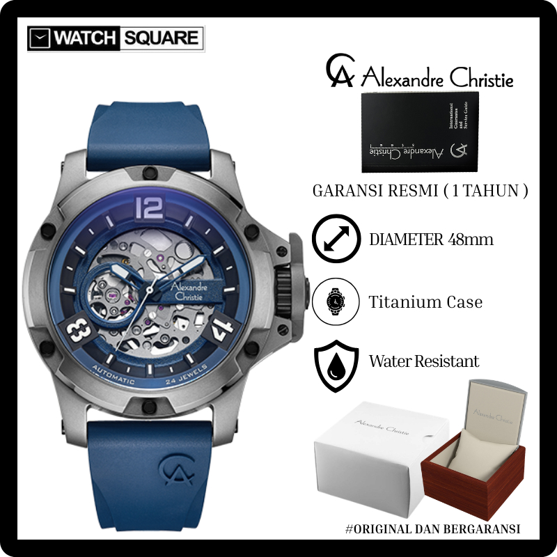 Jam tangan pria original Alexandre Christie AC-6295 TITANIUM Automatic