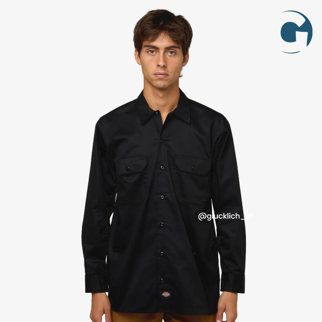 Dickies, Twill Work Shirt Long Sleeve in Black