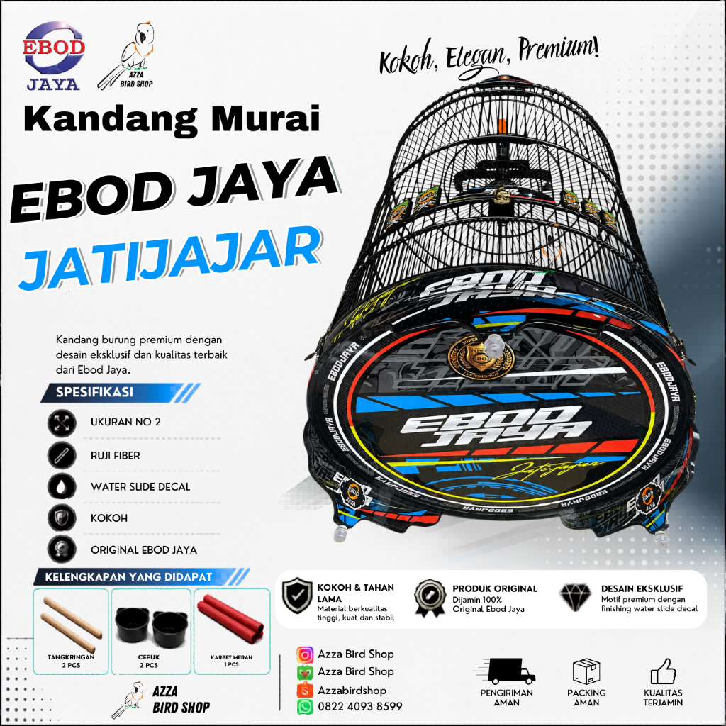 Kandang Sangkar Murai PVC Decal Ebod Jaya No 2 Motif Jatijajar
