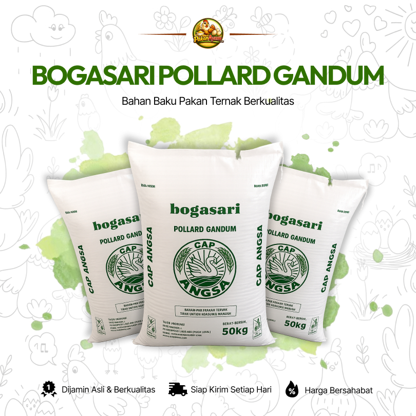 Bogasari Pollard Gandum - Cap Angsa | Dedak Gandum Pakan Ternak Berkualitas | 20KG - 50KG | PakanAya