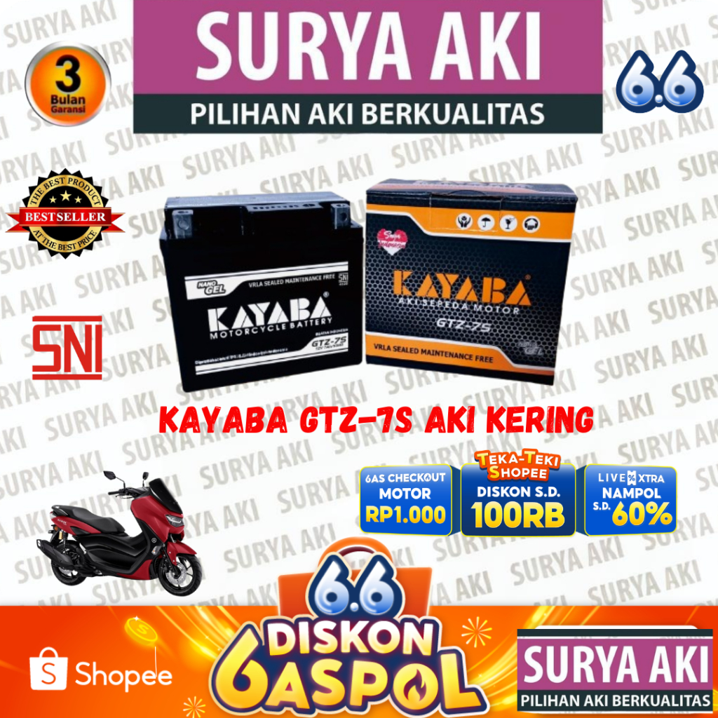 Aki Motor KAYABA GTZ7S Aki Kering VARIO 150 VARIO 125 PCX ADV SCOOPY GSX BURGMAN FINO GRANDE AIR BLA