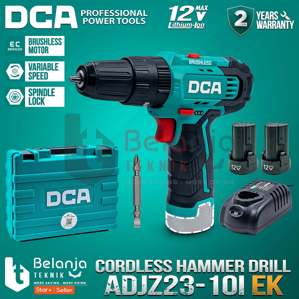 Mesin Bor Tangan Baterai DCA ADJZ23-10i EK Hammer Drill Cordless Brushless 20V DCA ADJZ 23 10iEK Set