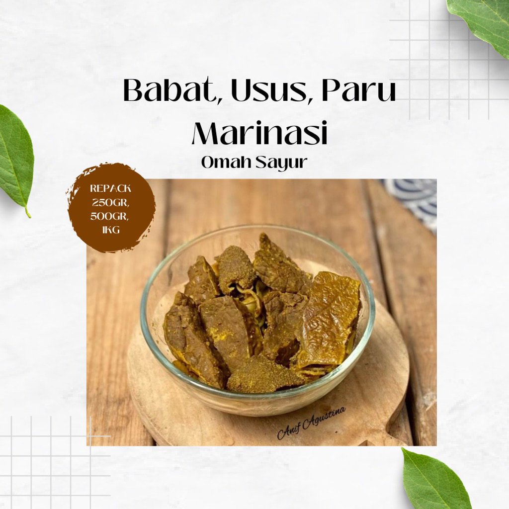 Jeroan Sapi Babat Usus Paru Marinasi Siap Masak, Kemasan Vacuum