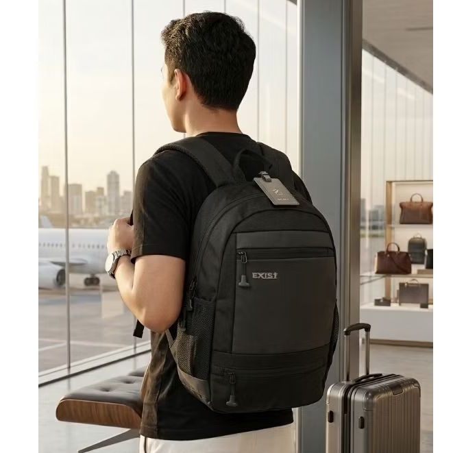 Exist Tas Ransel Pria Hitam dengan Desain Modern dan Fungsional untuk SMP SMA Mahasiwa Perjalanan da