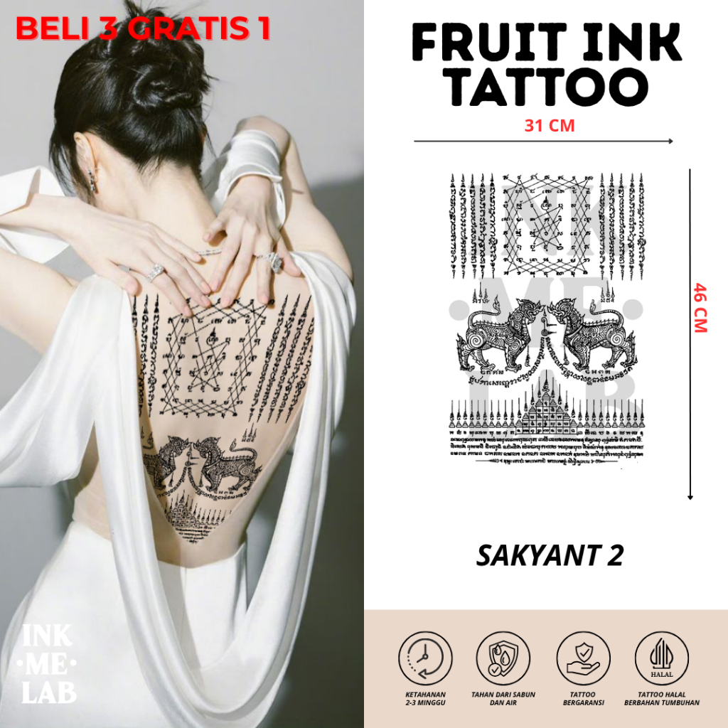 INKMELAB - Tattoo Sakyant Fruit Ink Temporary Tattoo desain sak yant thailand muaythai etnik budaya 