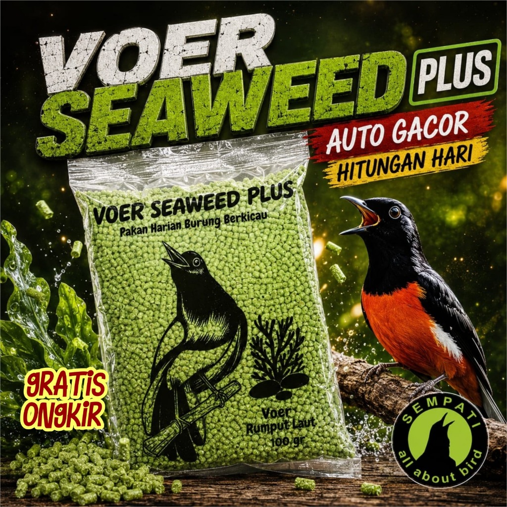 SEMPATI Voer Seaweed Plus 220 Metabolis Blend Pur Kasar Rumput Laut Hijau Pakan Makanan Burung Murai