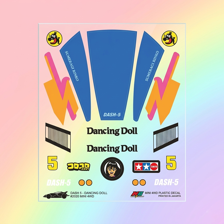 Stiker Dancing Doll - Kaca Biru - Transparan