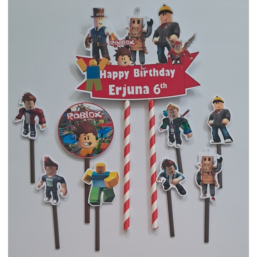 TOPPER CAKE GAMBAR ROBLOX BISA CUSTOM NAMA