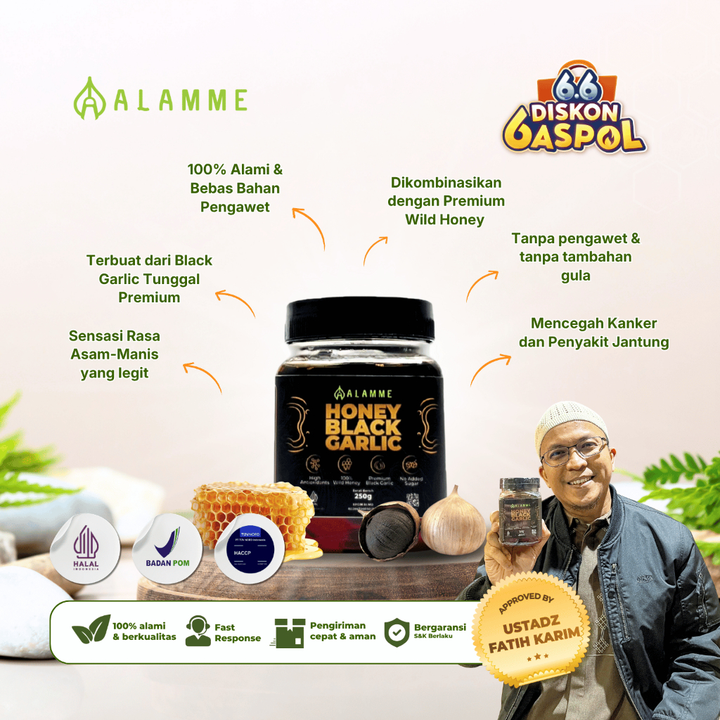Alamme Black Garlic Honey Madu Bawang Hitam Tunggal Lanang Premium 250gr