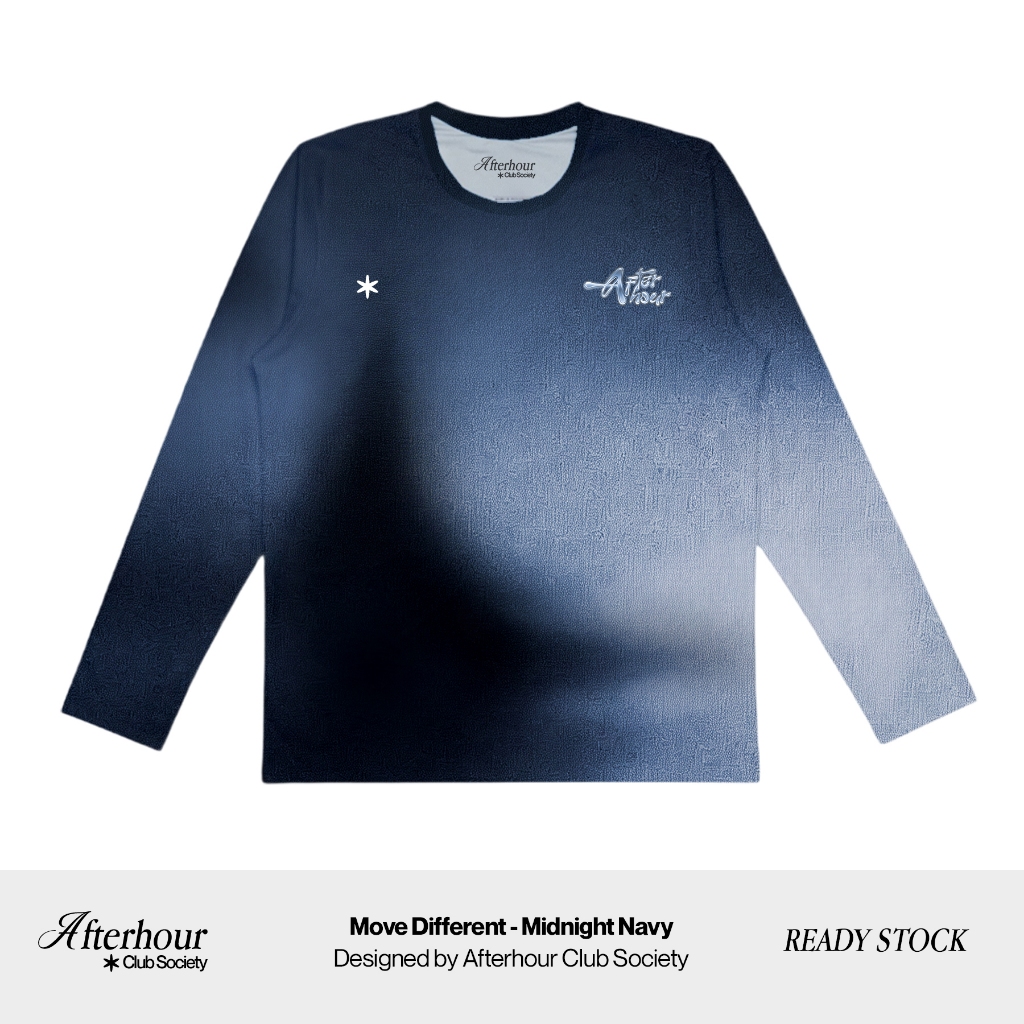 Afterhour Running Jersey - Move Different Midnight Navy - Jersey Lari Dryfit Breathable Lightweight 