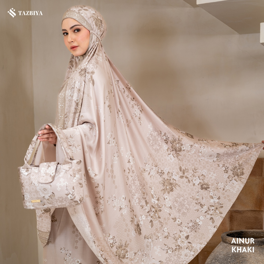 Mukena TAZBIYA 2in1 SELMA/AINUR Set Sajadah Dewasa Jumbo Bahan Katun Rayon Satin Mukenah Travel