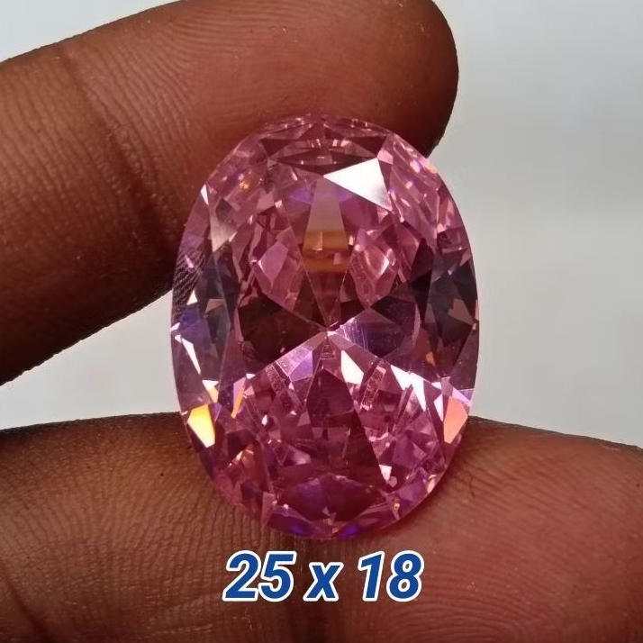 Batu Permata Diamond Pink Rose , Jumbo 25 x 18 mm