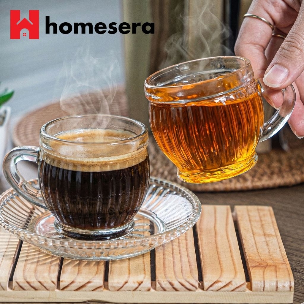 CANGKIR LEPEK ESPRESSO MINI CUP AND SAUCER | CANGKIR LEPEK KACA KOPI| GELAS LEPEK KACA KOPI TEH| CAN