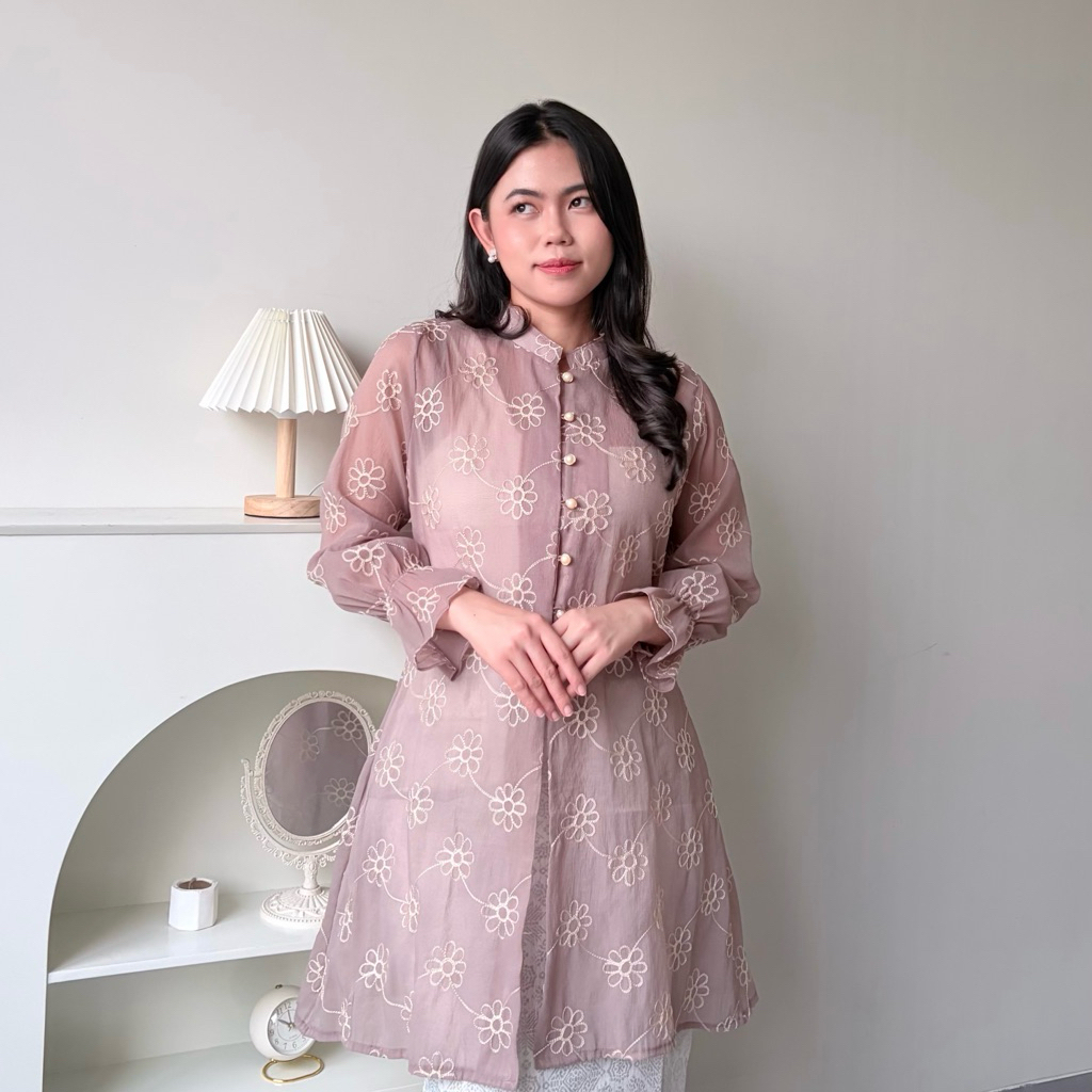 Hoolaqueen - Calla Tunik - Atasan Tunik Bunga - Tunik Tancel Silk - Tunik Lebaran
