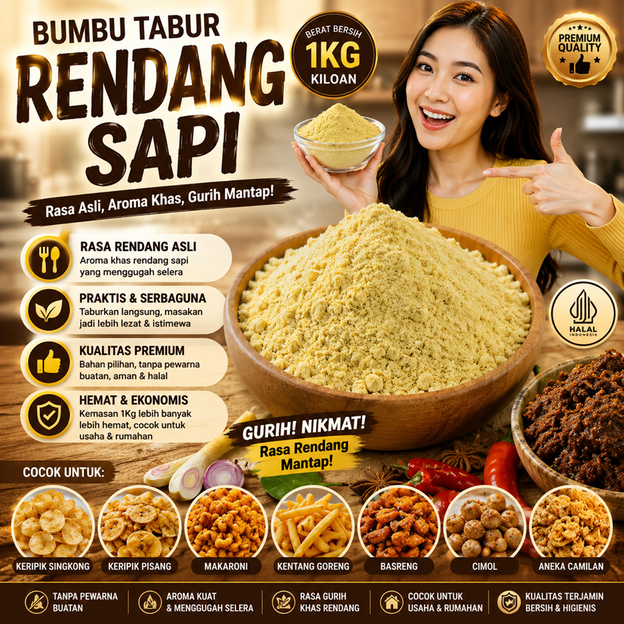 Bumbu Bubuk Rasa Makanan Rendang Sapi 1Kg Kebutuhan Memasak Bumbu Tabur Aneka Rasa Kiloan Perlengkap