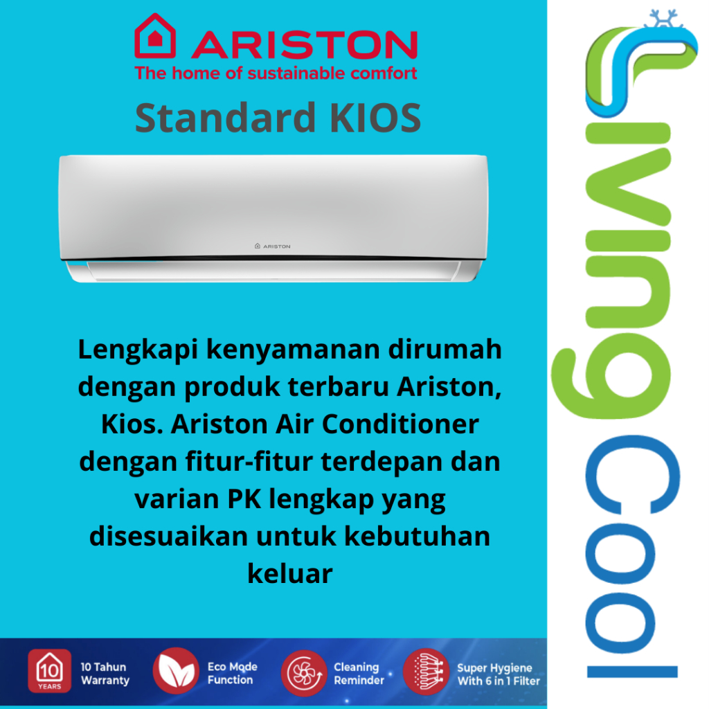 ARISTON AC Standard 1PK KIOS-9 Garansi Free Kirim Karawang Bekasi Tangerang Jakarta