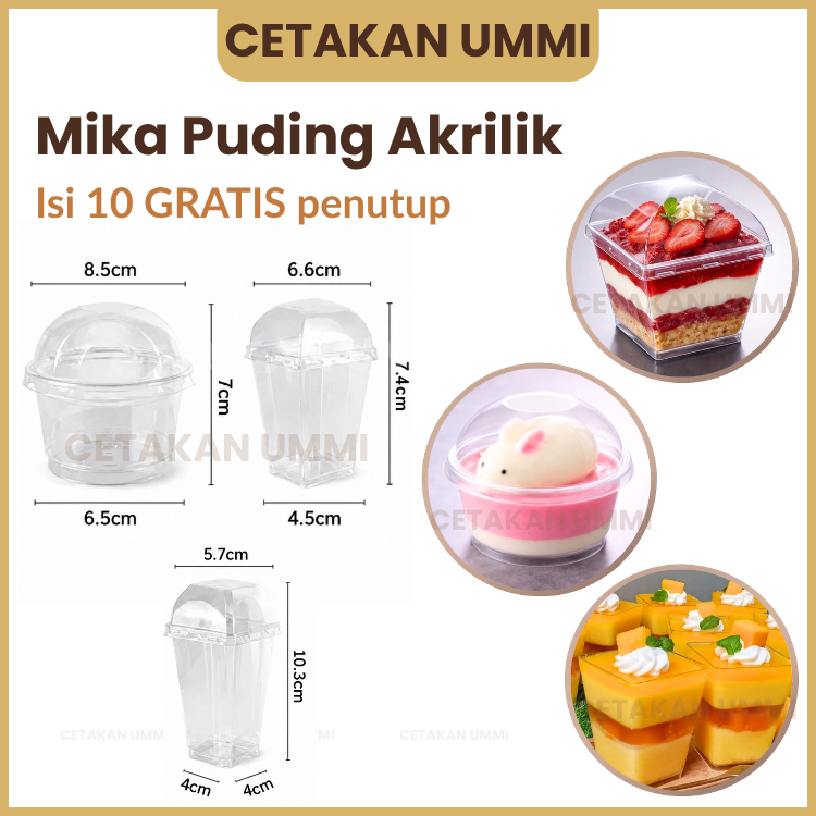 CU - Mika Dessert Cup Free Tutup untuk Puding Cake Kue Tiramisu Mousse Cup Cake