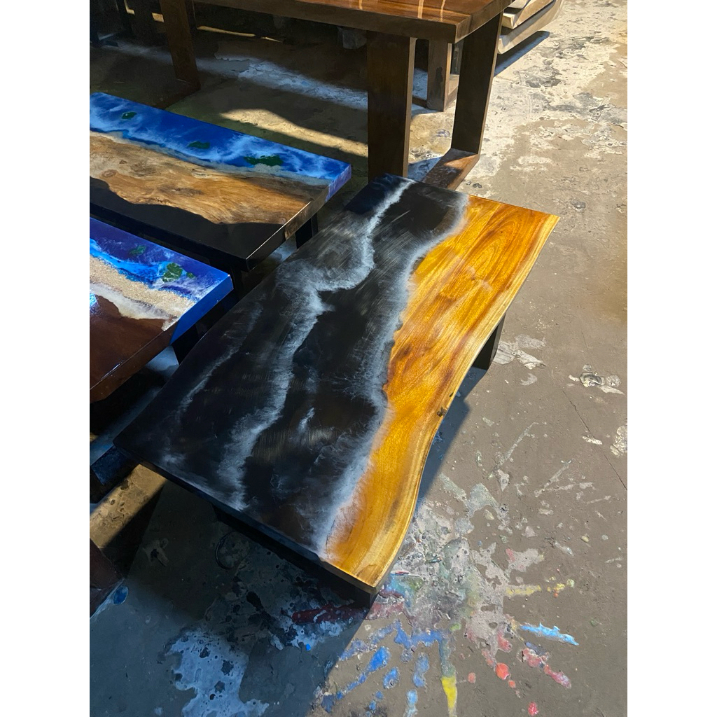 meja resin tamu motif ombak pantai /meja tamu /mejaresin / meja / furniture / resin table