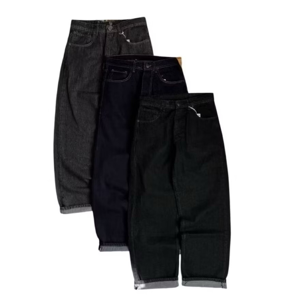 LEAOUTFIT-Celana Jeans Baggy Raw Denim Tebal Ukuran 32 RAW DENIM BAGGY - LONG PANTS JEANS - RAW DENI