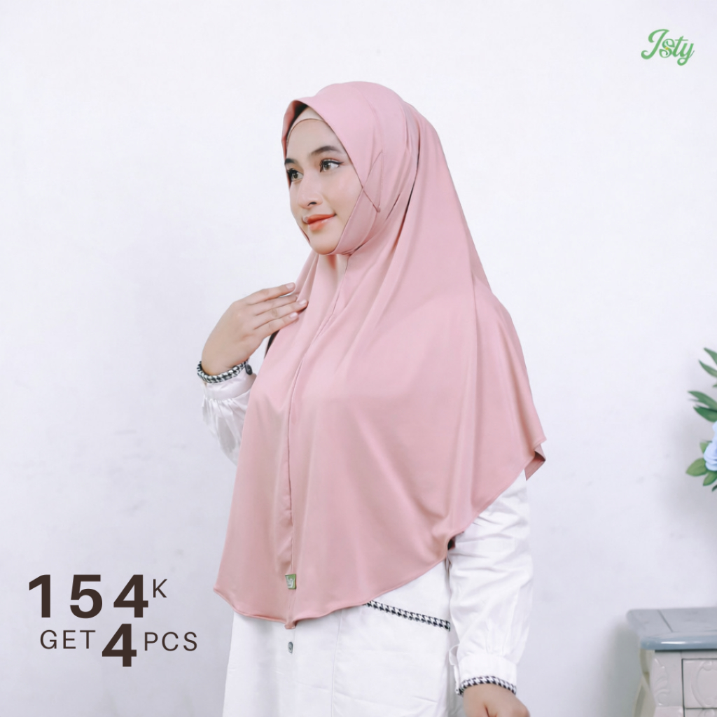 ISTY Hijab Official - 154K GET 4 Qinara (XL) Bergo Dagu Malaysia Jersey Premium/Bergo Dagu Malaysia 