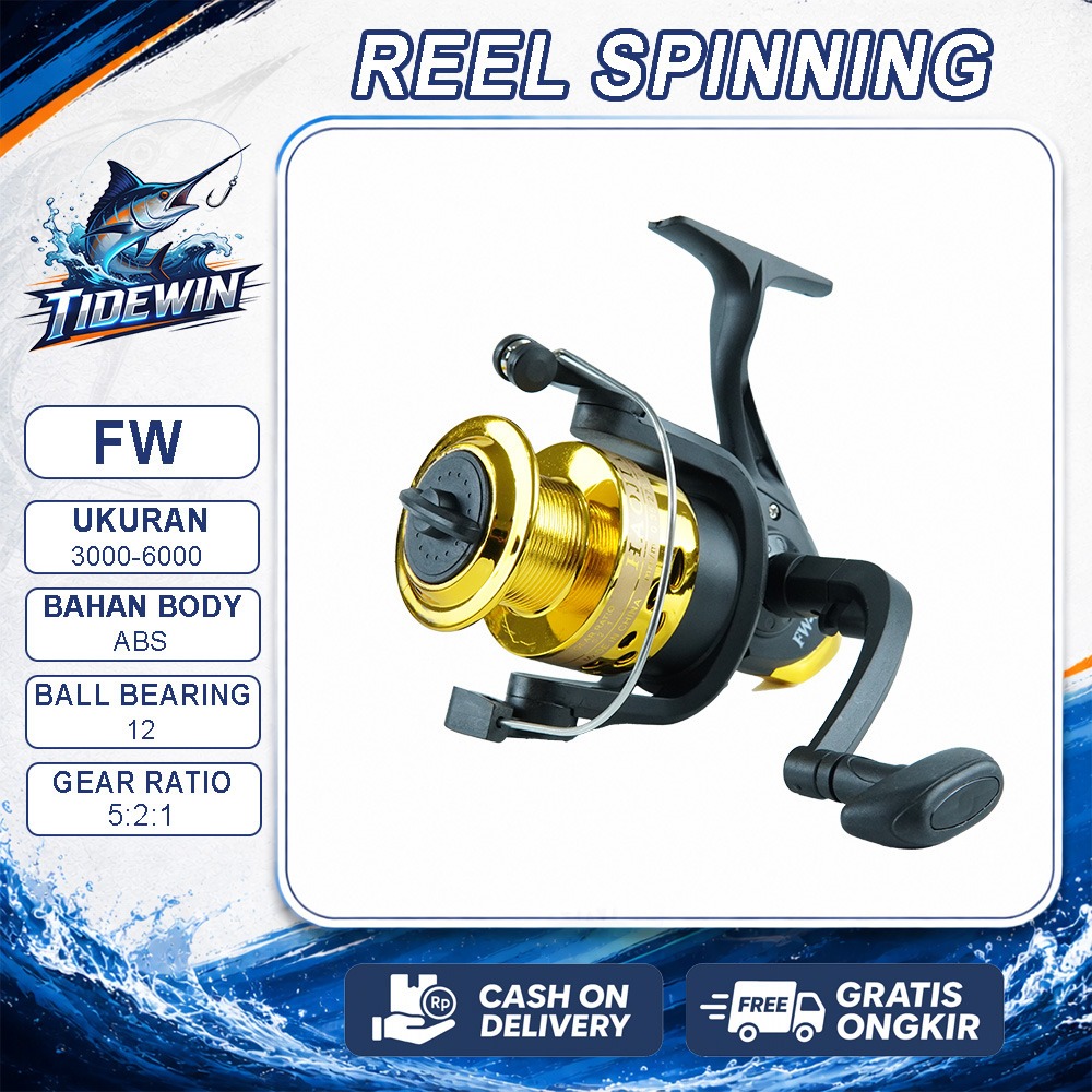 Reel Pancing Premium Spinning Kuat Dan Tahan Lama Stabil Anti Macet - FW 3000-6000