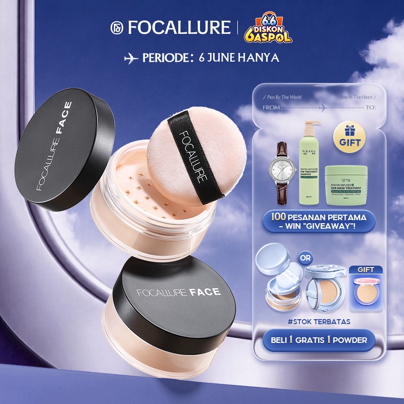 FOCALLURE Oil Control Loose Powder Natural Bedak Tabur- Hingga 12 Jam Make Up