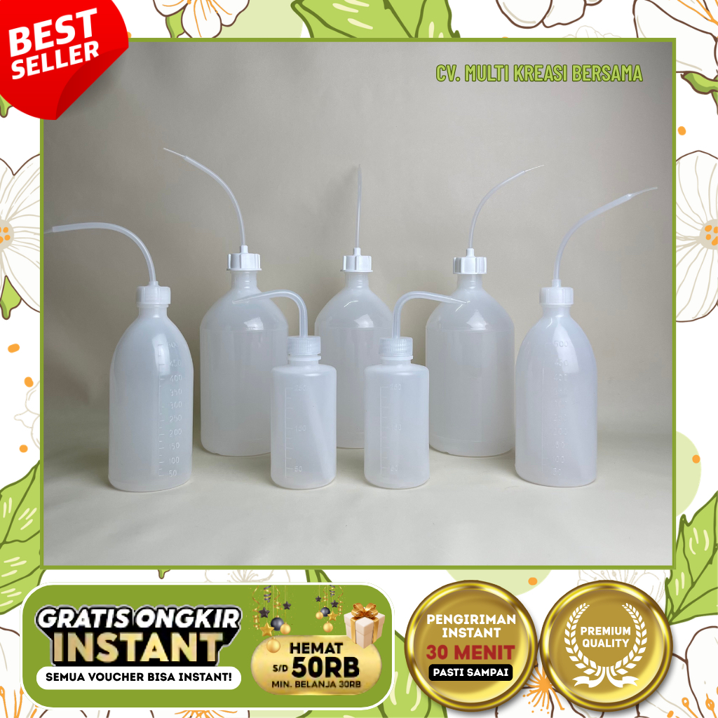 BOTOL SEMPROT LABORATORIUM 250 ML, 500 ML, 1000 ML | BOTOL AQUADEST | WASH BOTTLE PE | BOTOL BILAS A