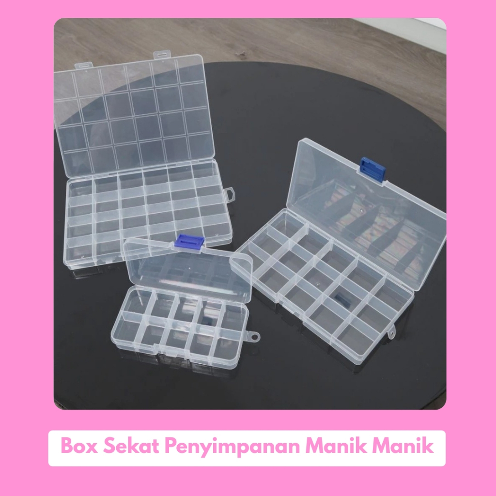 Box Sekat Penyimpanan Manik Manik Storage Box Aksesoris Plastik Transparan