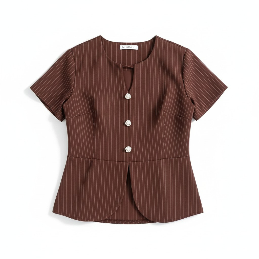 Miu Miu Daily Atasan Wanita Blouse Jena Brown