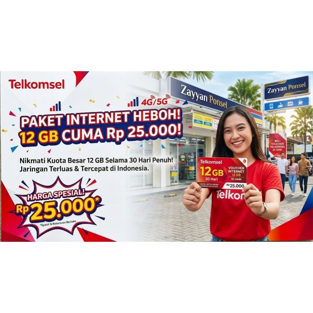 VOUCHER TELKOMSEL 12 GB 30 HARI