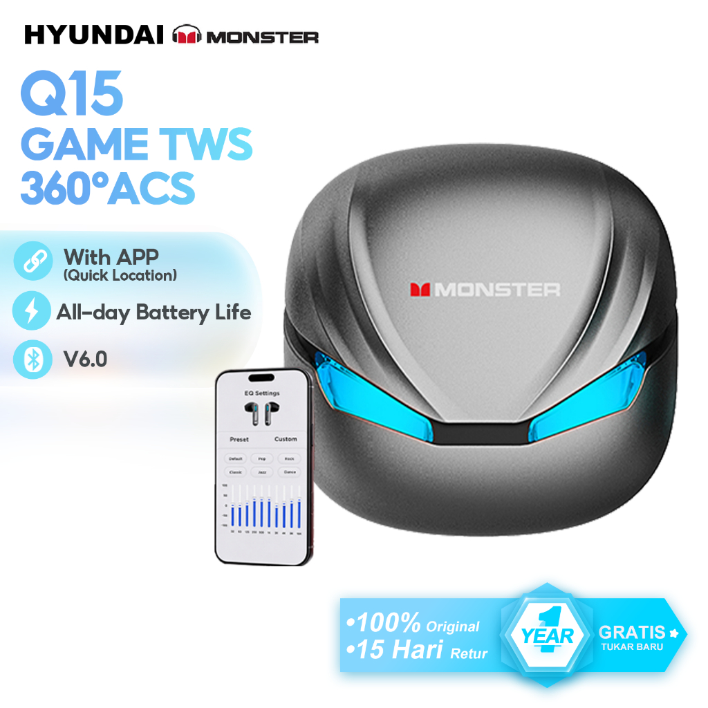 Monster Q15 TWS Gaming Low Latency Dual-Mode Music Game Earphone HiFi With APP