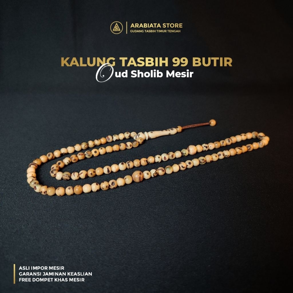Kalung Tasbih 99 Kayu Oud Sholib Asli