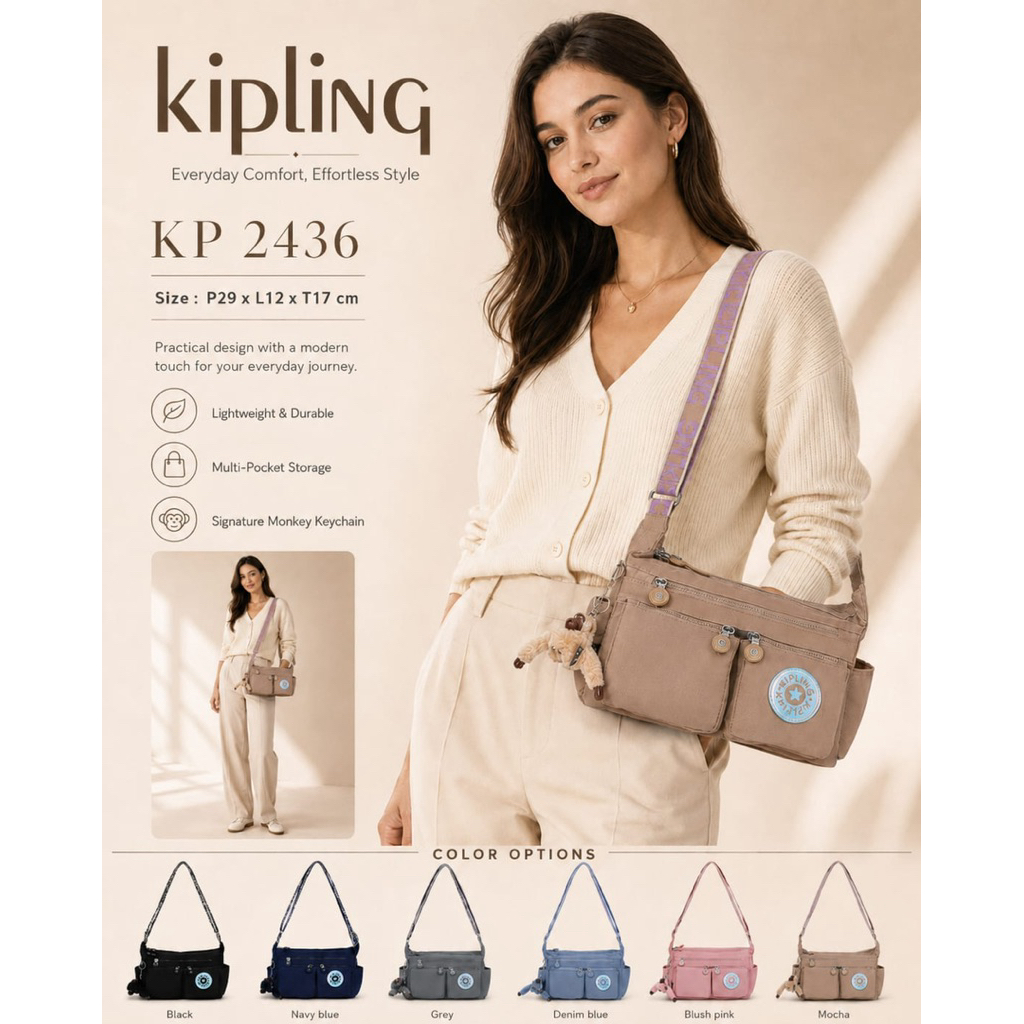Tas Selempang KP 2436 logo rainbow limited edition bahan nilon waterproof