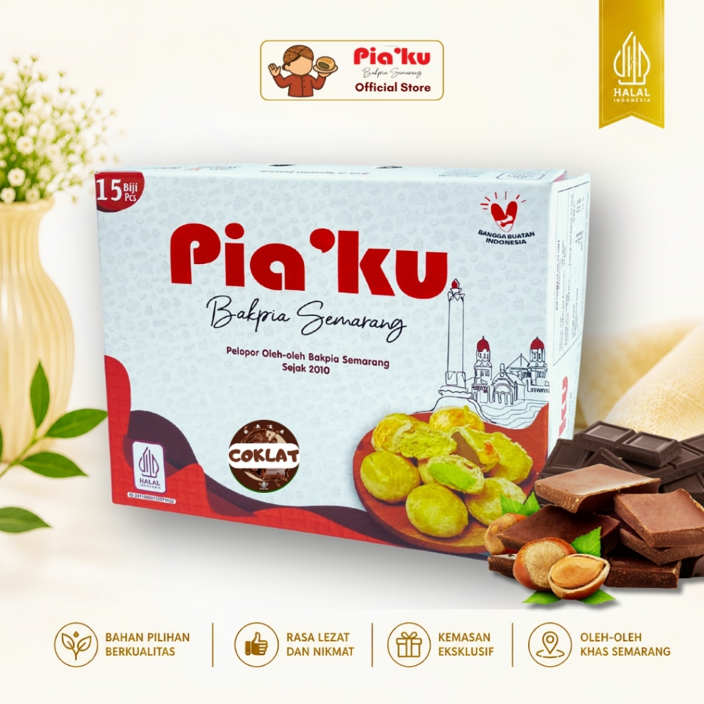 Bakpia Piaku Semarang - Rasa Coklat Isi 15 Biji | Oleh-oleh Semarang