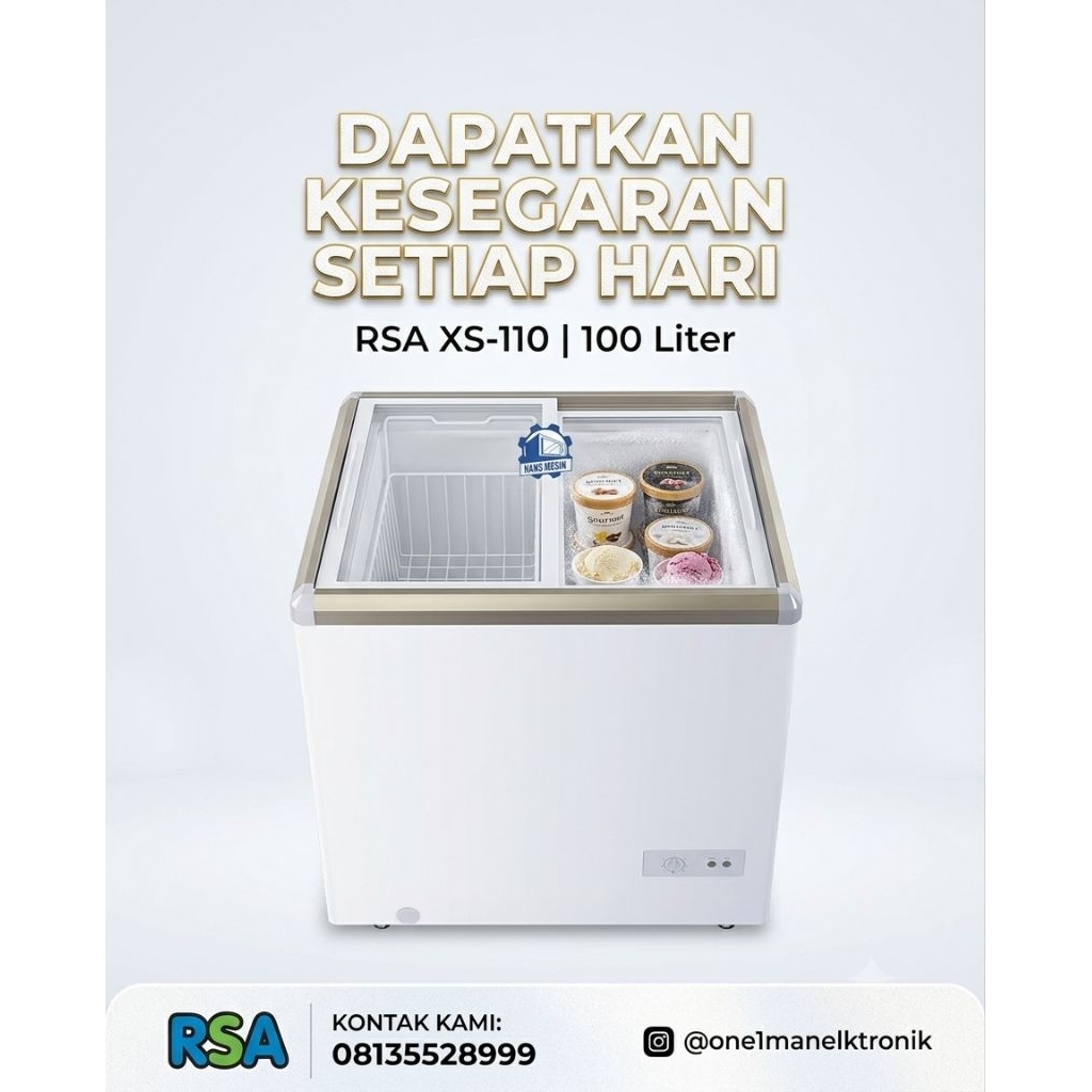 rsa chest freezer kaca xs 110 freezer 100 liter