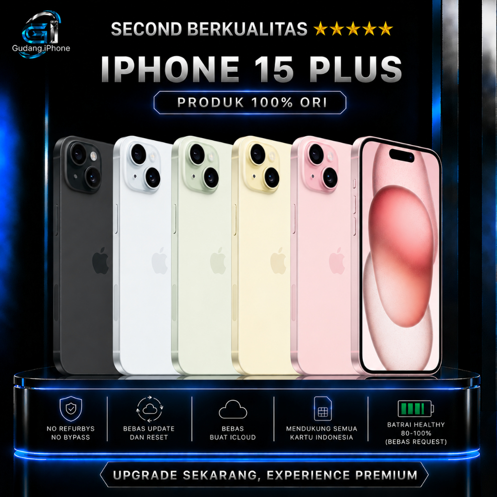 iPhone 15 PLUS 128GB 256GB Seken Bekas Second Original Inter Bukan KW Bukan Rakitan