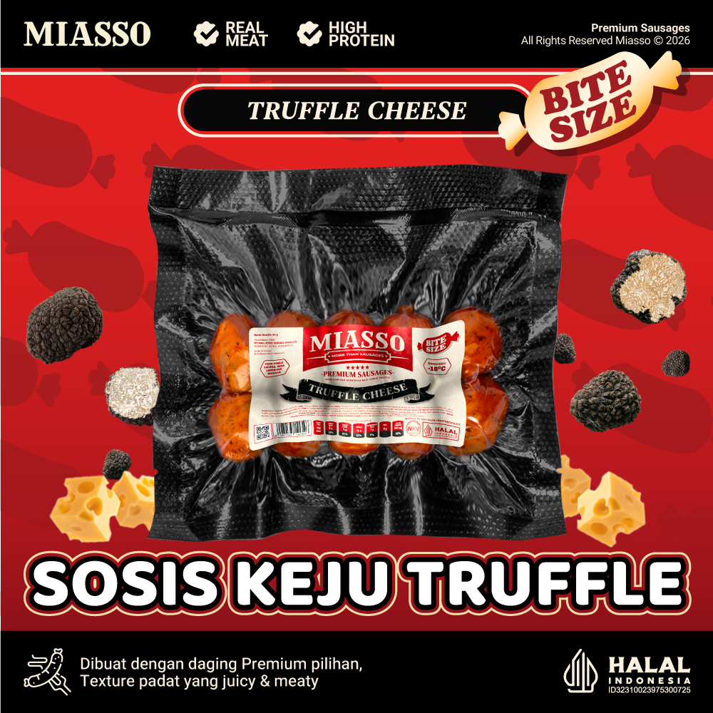 MIASSO Truffle Cheese Bite – Sosis Keju Lumer Halal | Frozen Food Viral & Cemilan Kekinian