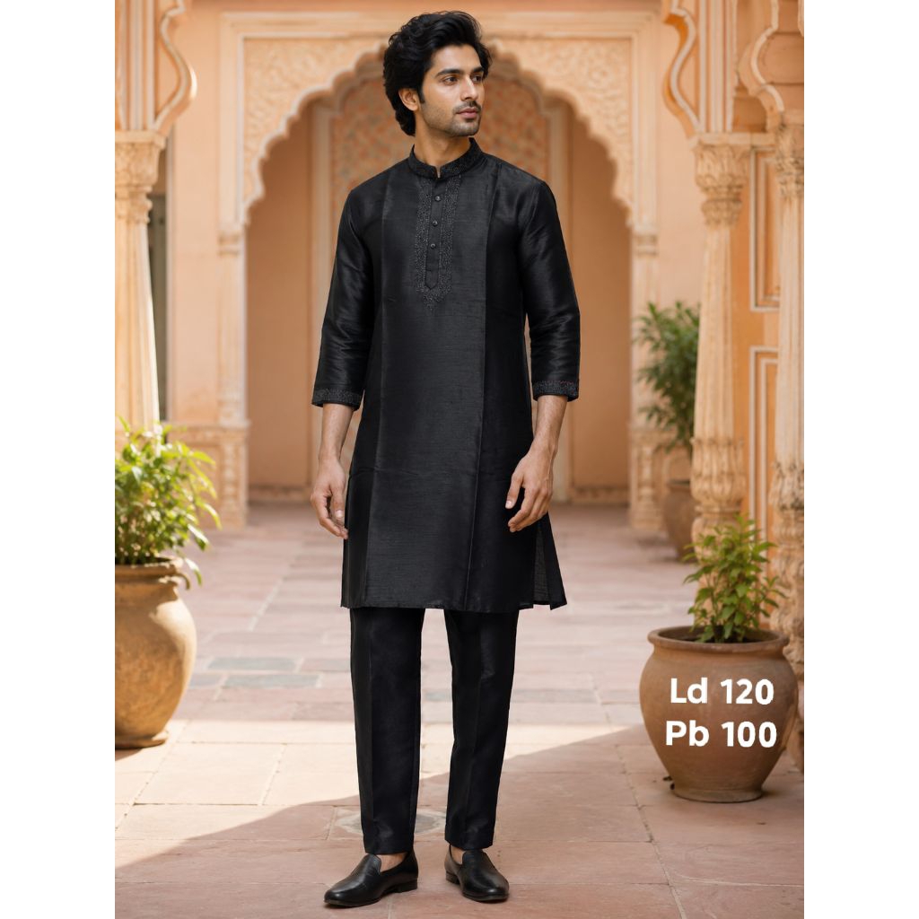 Sherwani Kurta Baju India Pria Set Celana