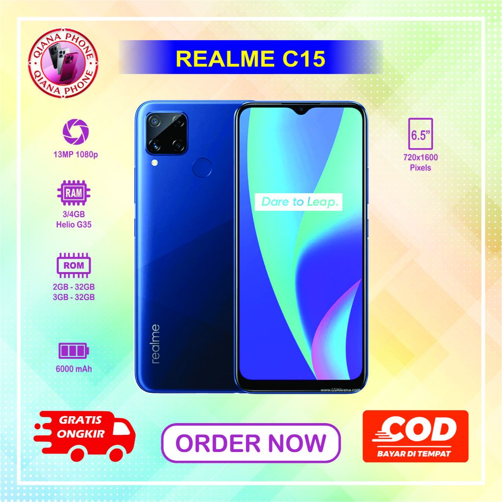 HP REALME C15 RAM 4/64Gb Normal second siap pakai