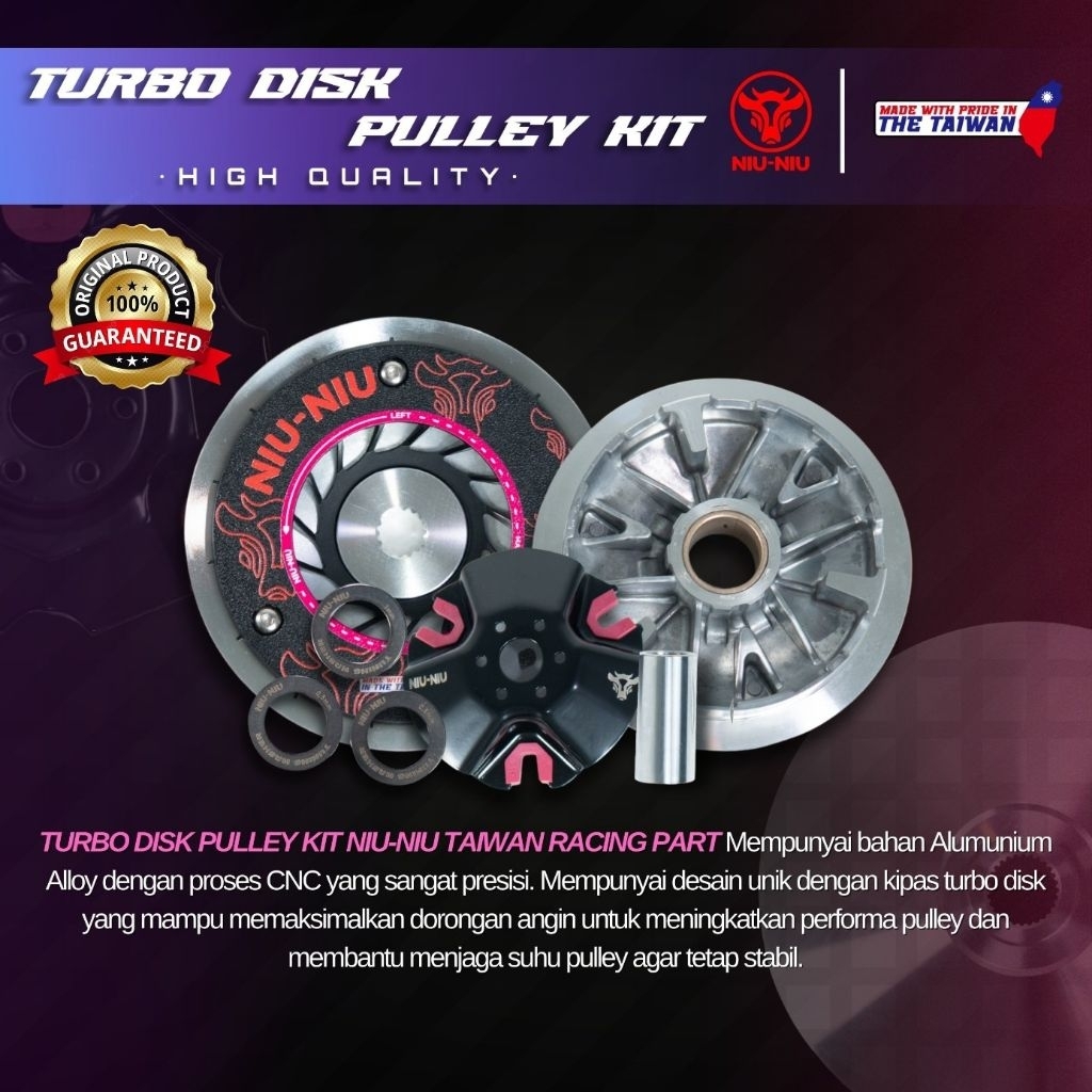 PULLEY SET TURBO DISK PULLEY KIT PILIH SESUAI SERI KODE MOTOR  NIU-NIU ORIGINAL